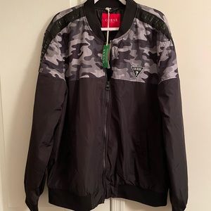 Guess Black Camo Terry Bomber Jacket size XXL NWT